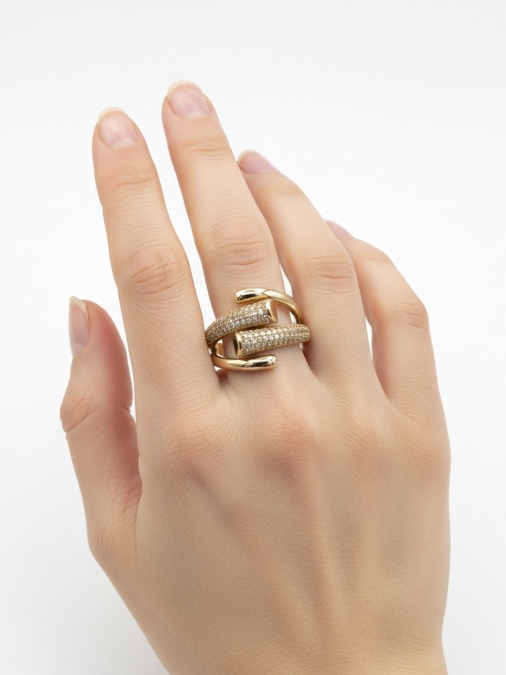 Gold Pavé Wrap Ring - Adjustable - Picture 2 of 2